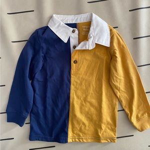 NWOT 2T Carter’s blue and yellow color block shirt with white collar